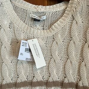 American Eagle Outfitters Women's Beige Cable Knit Sweater